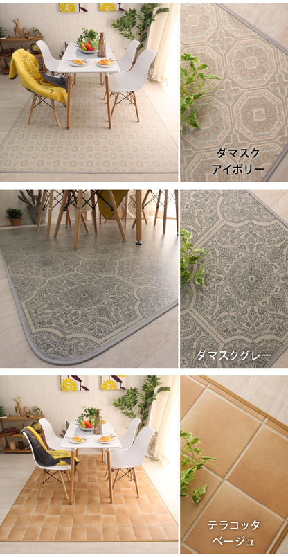 日本製 クッションフロアラグ 182cm×182cm ラグ ダイニングラグ クッションマット カーペット リビング 食卓 滑り止め 傷防止 洗濯可能 撥水 防カビ(代引不可)