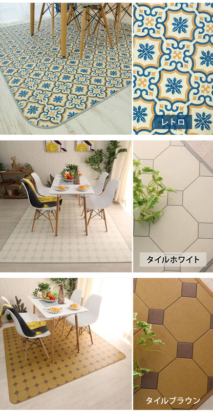 日本製 クッションフロアラグ 182cm×230cm ラグ ダイニングラグ クッションマット カーペット リビング 食卓 滑り止め 傷防止 洗濯可能 撥水 防カビ(代引不可)