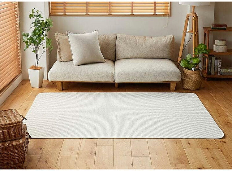 マルチカバー 63×120cm 天然素材 キルト 薄手 綿100% コットン 洗える カバー ストライプ ラグ 敷物 カーペット 洗濯OK フロアマット ダイニングラグ 北欧 ナチュラル(代引不可)