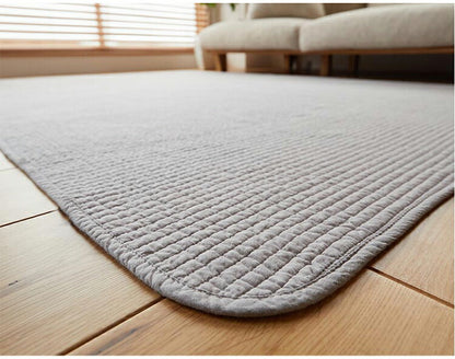 マルチカバー 63×120cm 天然素材 キルト 薄手 綿100% コットン 洗える カバー ストライプ ラグ 敷物 カーペット 洗濯OK フロアマット ダイニングラグ 北欧 ナチュラル(代引不可)