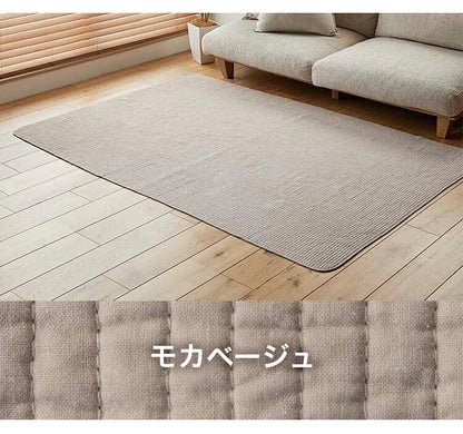マルチカバー 95×150cm 天然素材 キルト 薄手 綿100% コットン 洗える カバー ストライプ ラグ 敷物 カーペット 洗濯OK フロアマット ダイニングラグ 北欧 ナチュラル(代引不可)