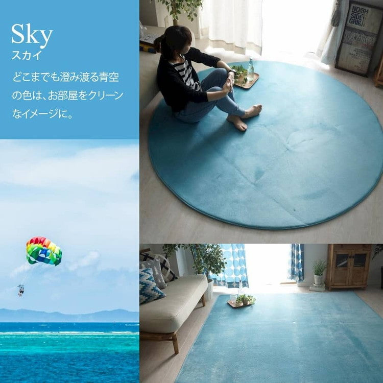 ラグ ラグマット はっ水 ふわとろラグ 低反発 厚手 洗える ホリデープラス 直径190cm 円形 丸 2畳 無地 撥水 耐熱 床暖房 ホットカーペット 対応 こたつ敷き クッション(代引不可)