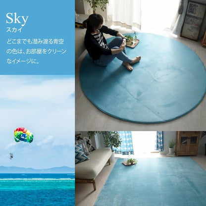 ラグ ラグマット はっ水 ふわとろラグ 低反発 厚手 洗える ホリデープラス 直径190cm 円形 丸 2畳 無地 撥水 耐熱 床暖房 ホットカーペット 対応 こたつ敷き クッション(代引不可)