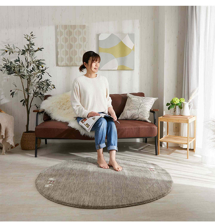 ギャベ ギャッベ ラグマット パステルカラー 120cm 円形 インド製 手織りギャッベ ウール100% 防炎ラベル付き 可愛い かわいい おしゃれ ラグ ラグマット カーペット(代引不可)