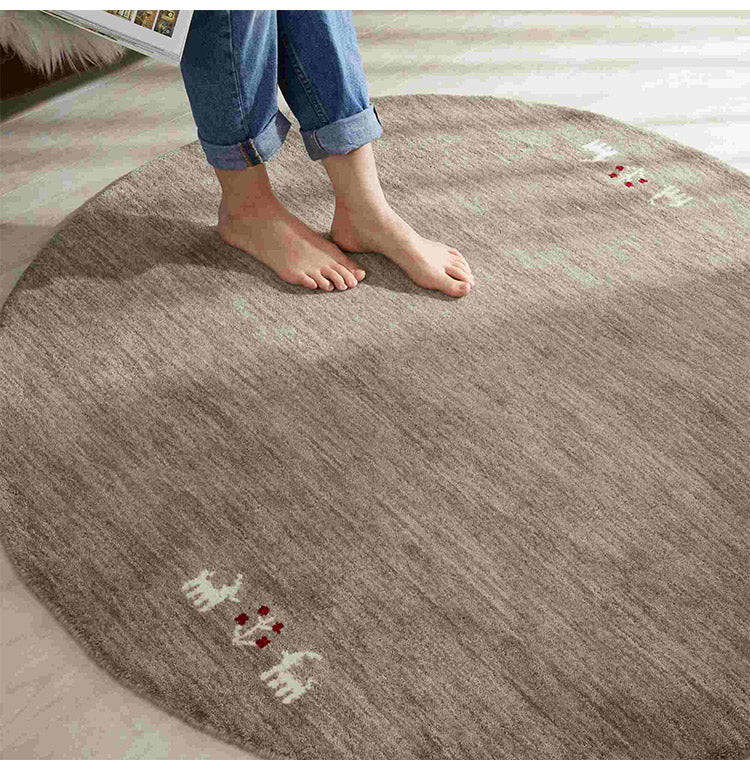 ギャベ ギャッベ ラグマット パステルカラー 120cm 円形 インド製 手織りギャッベ ウール100% 防炎ラベル付き 可愛い かわいい おしゃれ ラグ ラグマット カーペット(代引不可)