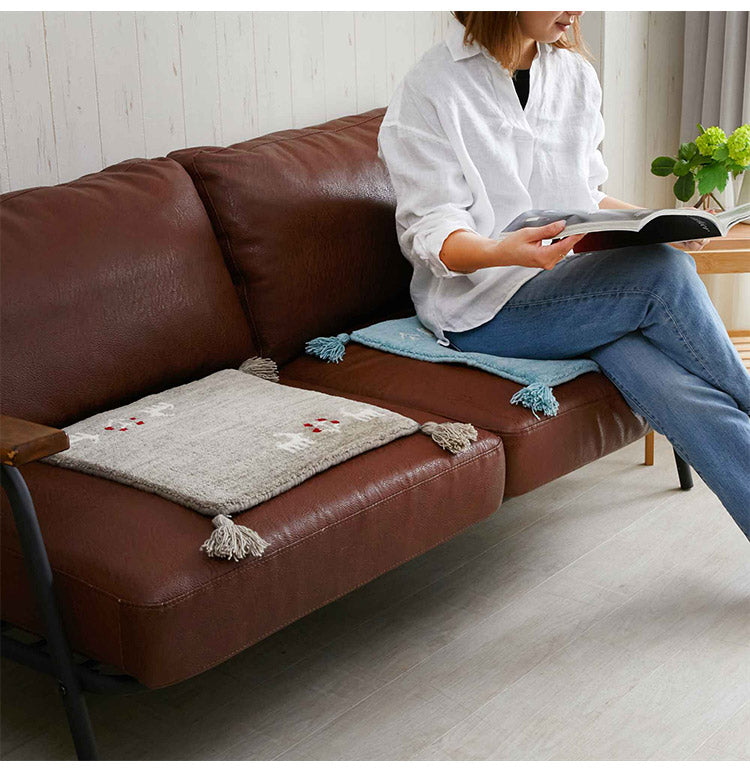 ギャベ ギャッベ チェアマット パステルカラー 40×40cm インド製 手織りギャッベ ウール100% 防炎ラベル付き 可愛い かわいい おしゃれ チェアマット チェアパッド(代引不可)