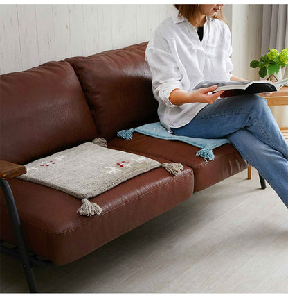 ギャベ ギャッベ チェアマット パステルカラー 40×40cm インド製 手織りギャッベ ウール100% 防炎ラベル付き 可愛い かわいい おしゃれ チェアマット チェアパッド(代引不可)