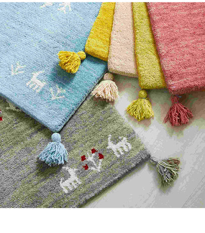 ギャベ ギャッベ チェアマット パステルカラー 40×40cm インド製 手織りギャッベ ウール100% 防炎ラベル付き 可愛い かわいい おしゃれ チェアマット チェアパッド(代引不可)