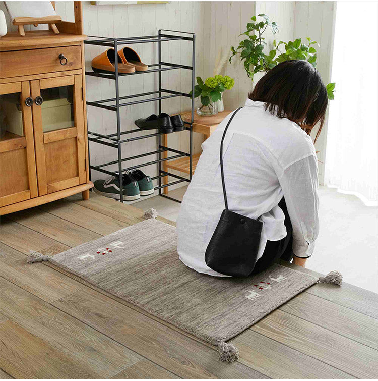 ギャベ ギャッベ 玄関マット パステルカラー 50×80cm インド製 手織りギャッベ ウール100% 防炎ラベル付き 可愛い かわいい おしゃれ ラグ ラグマット カーペット(代引不可)