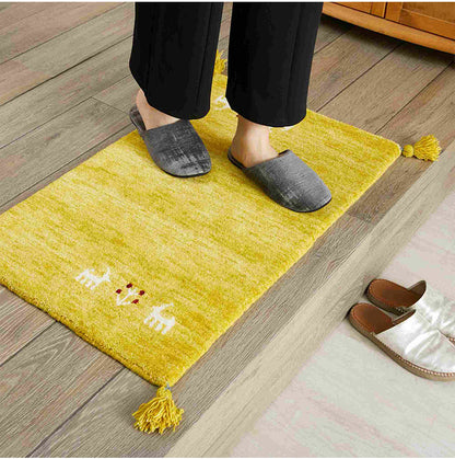ギャベ ギャッベ 玄関マット パステルカラー 50×80cm インド製 手織りギャッベ ウール100% 防炎ラベル付き 可愛い かわいい おしゃれ ラグ ラグマット カーペット(代引不可)