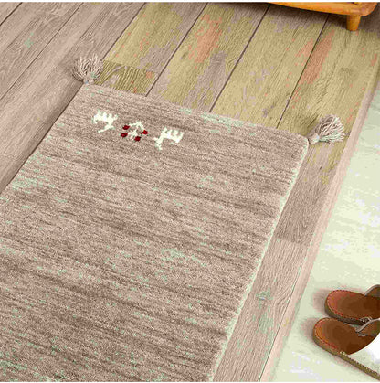 ギャベ ギャッベ 玄関マット パステルカラー 50×80cm インド製 手織りギャッベ ウール100% 防炎ラベル付き 可愛い かわいい おしゃれ ラグ ラグマット カーペット(代引不可)