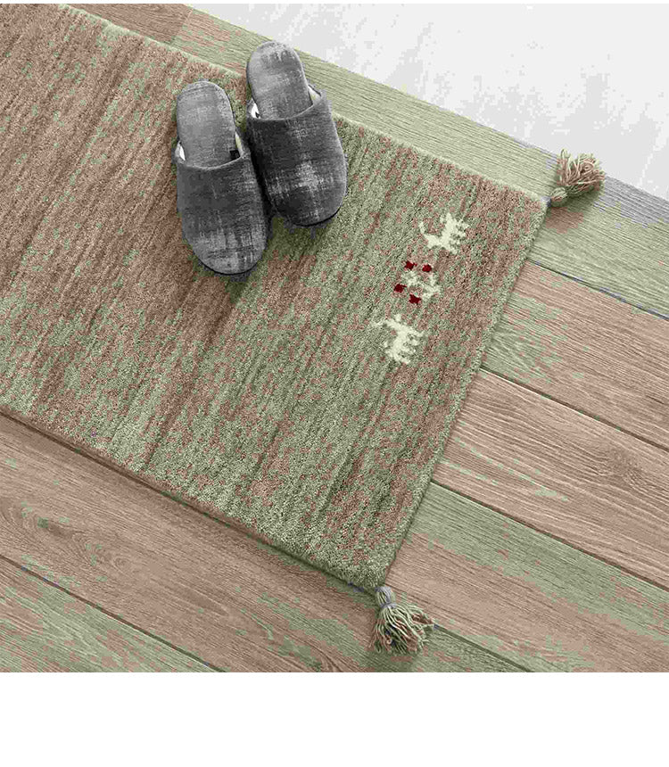 ギャベ ギャッベ 玄関マット パステルカラー 50×80cm インド製 手織りギャッベ ウール100% 防炎ラベル付き 可愛い かわいい おしゃれ ラグ ラグマット カーペット(代引不可)