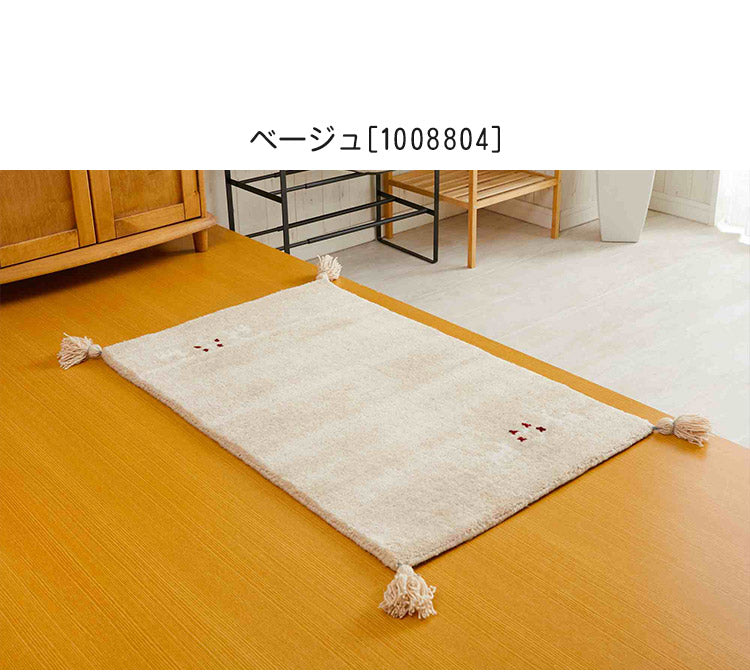 ギャベ ギャッベ 玄関マット パステルカラー 50×80cm インド製 手織りギャッベ ウール100% 防炎ラベル付き 可愛い かわいい おしゃれ ラグ ラグマット カーペット(代引不可)