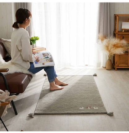 ギャベ ギャッベ ラグマット パステルカラー 80×140cm インド製 手織りギャッベ ウール100% 防炎ラベル付き 可愛い かわいい おしゃれ ラグ ラグマット カーペット(代引不可)