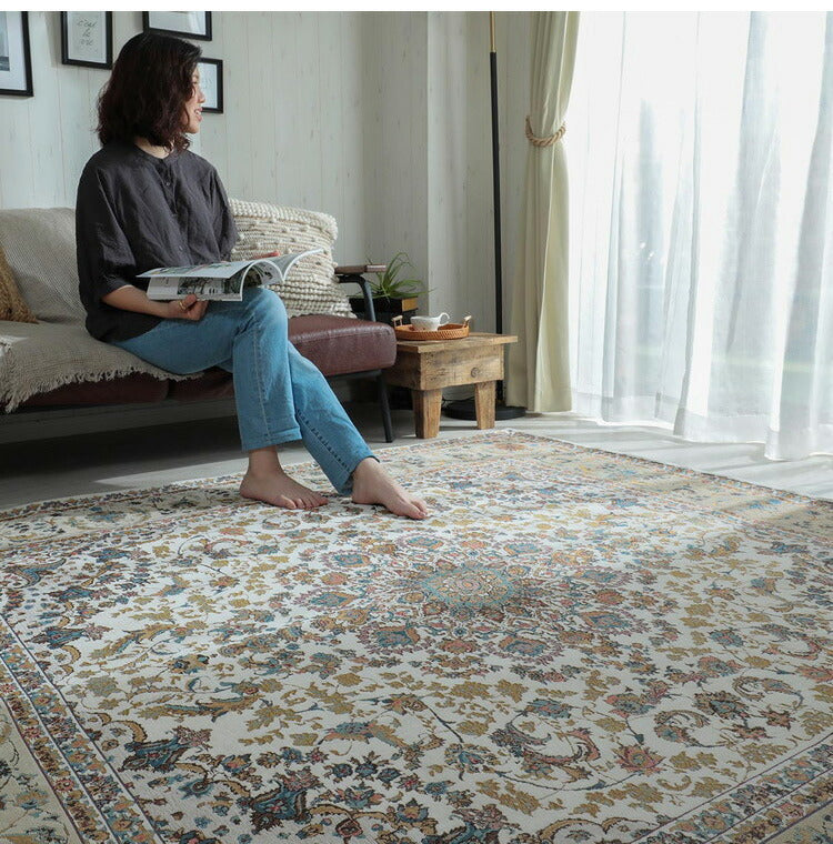 ラグ 200×200cm ゴブラン柄 シェニール風 デザインラグ 滑り止め ラグマット カーペット 絨毯 おしゃれ(代引不可)