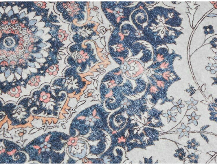 ラグ 130×190cm 長方形 滑り止め付き ラグマット 柄物 ペルシャ絨毯風 デザインラグ マット 艶消し おしゃれ かわいい 洗える ダイニングラグ 絨毯(代引不可)