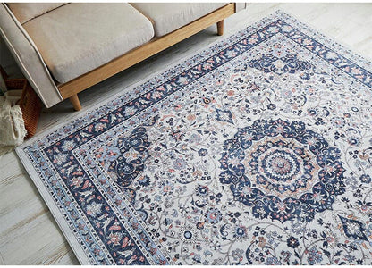 ラグ 190×190cm 長方形 滑り止め付き ラグマット 柄物 ペルシャ絨毯風 デザインラグ マット 艶消し おしゃれ かわいい 洗える ダイニングラグ 絨毯(代引不可)