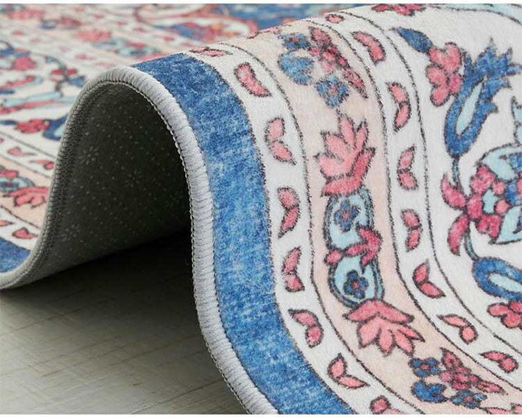 ラグ 190×240cm 長方形 滑り止め付き ラグマット 柄物 ペルシャ絨毯風 デザインラグ マット 艶消し おしゃれ かわいい 洗える ダイニングラグ 絨毯(代引不可)