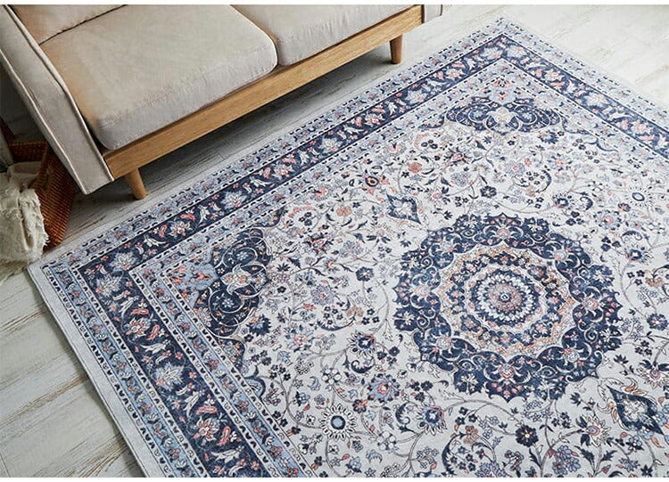 ラグ 190×240cm 長方形 滑り止め付き ラグマット 柄物 ペルシャ絨毯風 デザインラグ マット 艶消し おしゃれ かわいい 洗える ダイニングラグ 絨毯(代引不可)