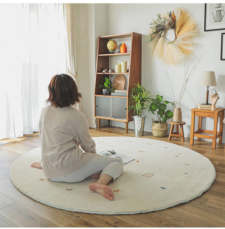 ギャベ ギャッベ ラグマット 190cm 円形 インド製 手織りギャッベ ウール100% 防炎ラベル付き おしゃれ ラグ ラグマット カーペット(代引不可)