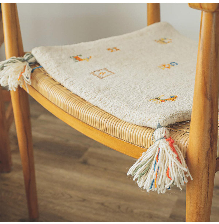 ギャベ ギャッベ チェアマット 40×40cm インド製 手織りギャッベ ウール100% 防炎ラベル付き おしゃれ チェアマット チェアパッド(代引不可)