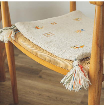 ギャベ ギャッベ チェアマット 40×40cm インド製 手織りギャッベ ウール100% 防炎ラベル付き おしゃれ チェアマット チェアパッド(代引不可)