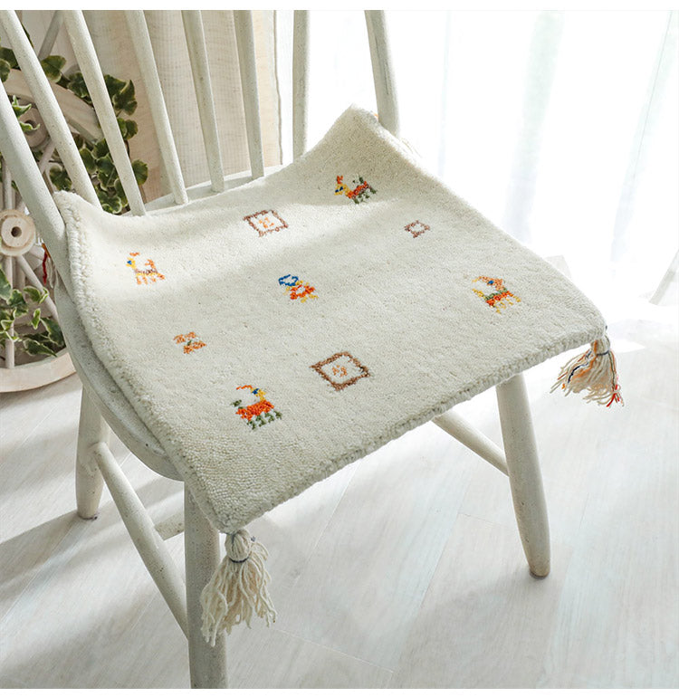 ギャベ ギャッベ チェアマット 40×40cm インド製 手織りギャッベ ウール100% 防炎ラベル付き おしゃれ チェアマット チェアパッド(代引不可)