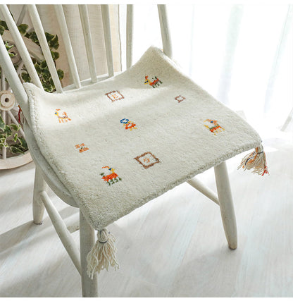 ギャベ ギャッベ チェアマット 40×40cm インド製 手織りギャッベ ウール100% 防炎ラベル付き おしゃれ チェアマット チェアパッド(代引不可)