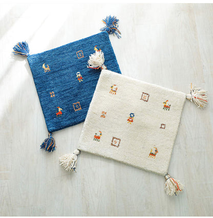 ギャベ ギャッベ チェアマット 40×40cm インド製 手織りギャッベ ウール100% 防炎ラベル付き おしゃれ チェアマット チェアパッド(代引不可)