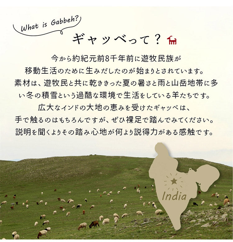 ギャベ ギャッベ 玄関マット 40×60cm インド製 手織りギャッベ ウール100% 防炎ラベル付き おしゃれ ラグ ラグマット カーペット(代引不可)