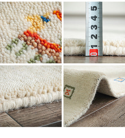 ギャベ ギャッベ キッチンマット 45×120cm インド製 手織りギャッベ ウール100% 防炎ラベル付き おしゃれ ラグ ラグマット カーペット(代引不可)