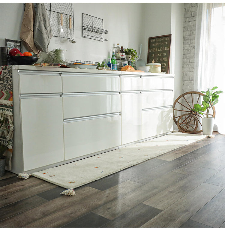 ギャベ ギャッベ キッチンマット 45×240cm インド製 手織りギャッベ ウール100% 防炎ラベル付き おしゃれ ラグ ラグマット カーペット(代引不可)