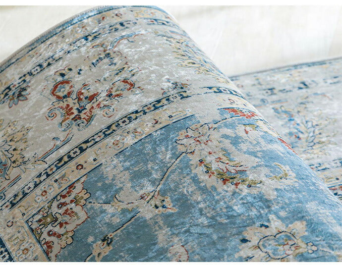 ラグ ラグマット 130×190cm オリエンタル柄 ラグカーペット 絨毯 ヴィンテージ 耐熱 床暖房 ホットカーペット 対応 ウォッシャブル 韓国インテリア(代引不可)