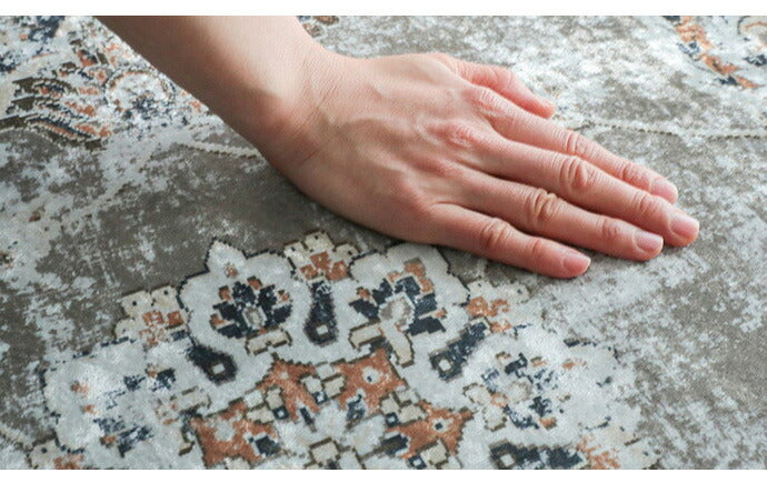 ラグ ラグマット 130×190cm オリエンタル柄 ラグカーペット 絨毯 ヴィンテージ 耐熱 床暖房 ホットカーペット 対応 ウォッシャブル 韓国インテリア(代引不可)