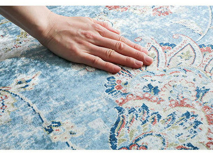 ラグ ラグマット 130×190cm オリエンタル柄 ラグカーペット 絨毯 ヴィンテージ 耐熱 床暖房 ホットカーペット 対応 ウォッシャブル 韓国インテリア(代引不可)