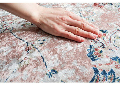 ラグ ラグマット 130×190cm オリエンタル柄 ラグカーペット 絨毯 ヴィンテージ 耐熱 床暖房 ホットカーペット 対応 ウォッシャブル 韓国インテリア(代引不可)