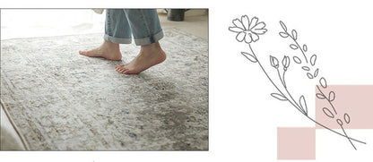 ラグ ラグマット 130×190cm オリエンタル柄 ラグカーペット 絨毯 ヴィンテージ 耐熱 床暖房 ホットカーペット 対応 ウォッシャブル 韓国インテリア(代引不可)