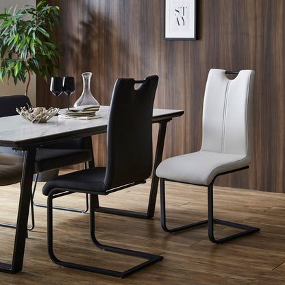 ダイニングチェア 2脚セット ハイバック カンティレバーチェア スチール脚 PUレザー おしゃれ 椅子 チェアー イス シンプル モダン 北欧(代引不可)
