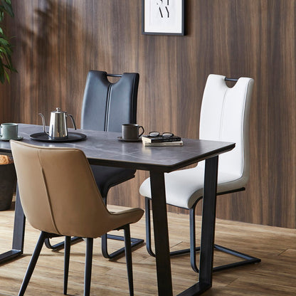 ダイニングチェア 2脚セット ハイバック カンティレバーチェア スチール脚 PUレザー おしゃれ 椅子 チェアー イス シンプル モダン 北欧(代引不可)
