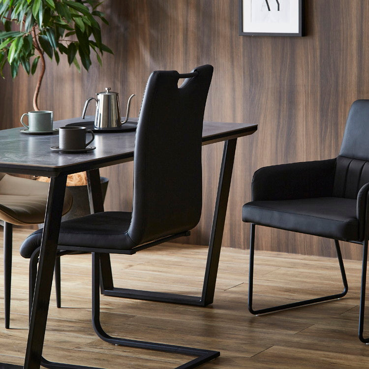 ダイニングチェア 2脚セット ハイバック カンティレバーチェア スチール脚 PUレザー おしゃれ 椅子 チェアー イス シンプル モダン 北欧(代引不可)