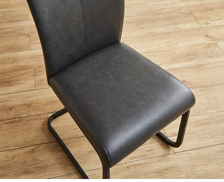 ダイニングチェア 2脚セット デザインチェア カンティレバーチェア PUレザー スチール脚 椅子 イス チェア チェアー 北欧 モノトーン シンプル おしゃれ(代引不可)