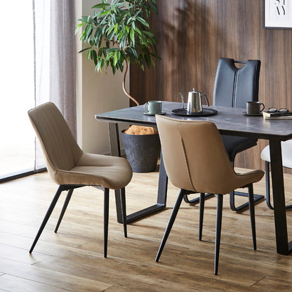 ダイニングチェア 2脚セット シンプル 肘無し スチール脚 PUレザー おしゃれ 椅子 チェアー イス シンプル モダン 北欧(代引不可)