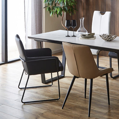 ダイニングチェア 完成品 肘付き ゆったり座れる パーソナルチェア ワイド座面 スチール脚 PUレザー おしゃれ 椅子 チェアー イス シンプル モダン 北欧 1脚(代引不可)