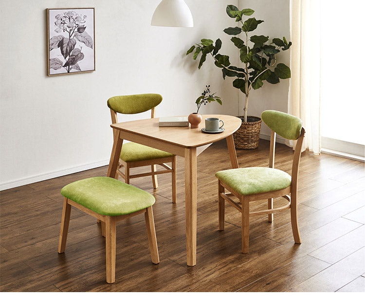三角 ダイニング4点セット テーブル+イス2脚+ベンチ 天然オーク突板 三角形 ダイニングテーブル 三角テーブル ダイニングチェア ダイニングベンチ ダイニングセット 北欧 おしゃれ(代引不可)