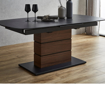 セラミック 伸長式 ダイニングテーブル ブラック 黒 セラミックテーブル 幅160cm~200cm ワンタッチ 伸縮式 食卓テーブル 机 大理石調 セラミック シンプル モダン モノトーン 北欧 おしゃれ(代引不可)