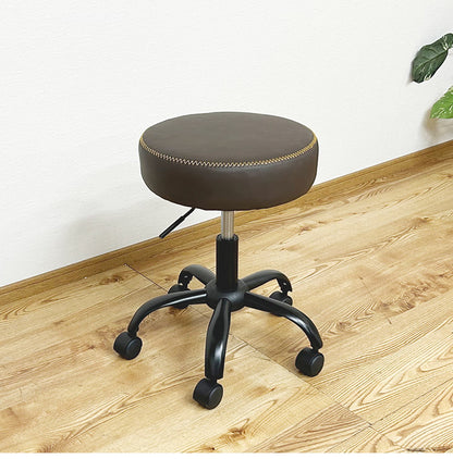 ガス圧昇降 回転式 デスクチェア スツール キャスター付き PUレザー 360度回転 椅子 イス チェア チェアー ステッチ おしゃれ(代引不可)