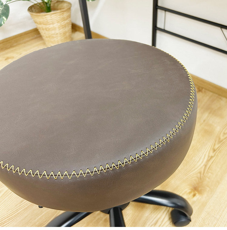 ガス圧昇降 回転式 デスクチェア スツール キャスター付き PUレザー 360度回転 椅子 イス チェア チェアー ステッチ おしゃれ(代引不可)