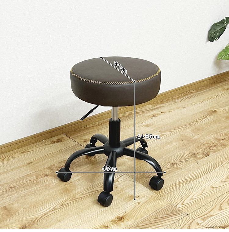 ガス圧昇降 回転式 デスクチェア スツール キャスター付き PUレザー 360度回転 椅子 イス チェア チェアー ステッチ おしゃれ(代引不可)