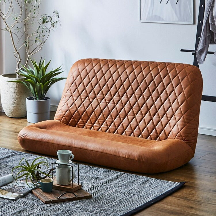 座椅子 2人掛け ハイバック フロアソファ ポケットコイル 引っかき傷に強い レザーファブリック リクライニング 2P シンプル おしゃれ(代引不可)