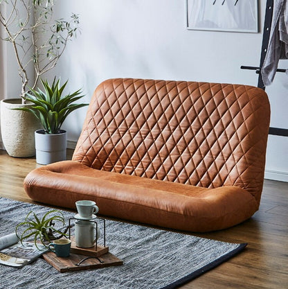 座椅子 2人掛け ハイバック フロアソファ ポケットコイル 引っかき傷に強い レザーファブリック リクライニング 2P シンプル おしゃれ(代引不可)